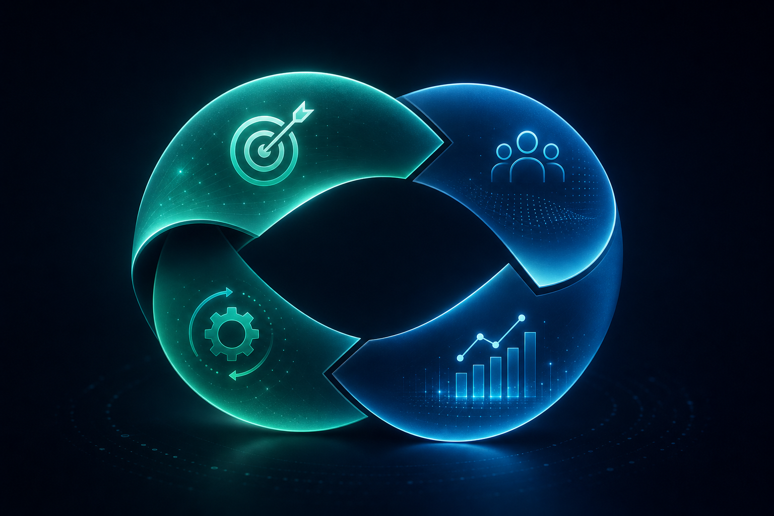 Abstract circular loop visualization representing continuous marketing refinement